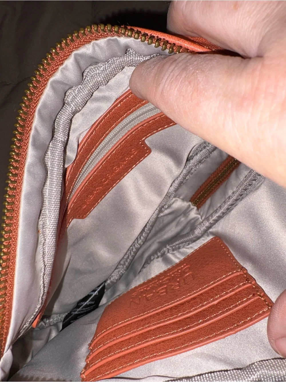 Urban Originals Coral-Orange Leather Sling Bag with Chevron Strap - Picture 5 of 8